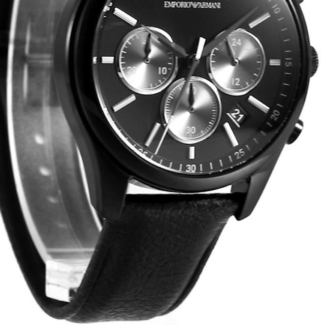 Shop Authentic Emporio Armani Antonio Chronograph Black Dial Black Leather Strap Watch for Men - AR11583 - Luxxuri
