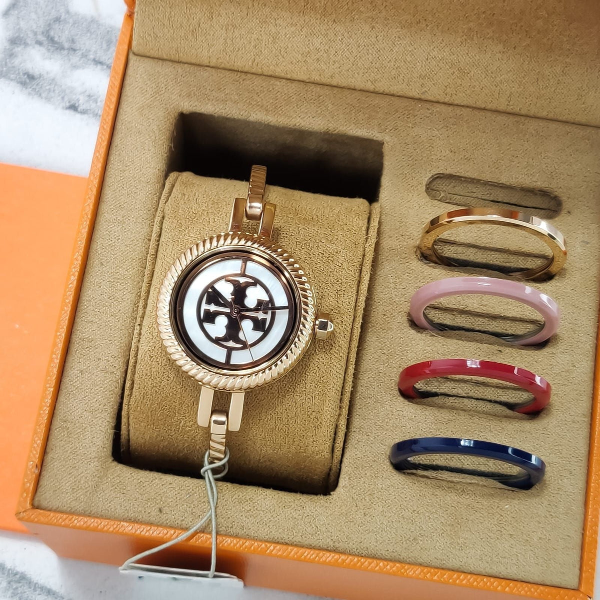 Tory Burch Riva Gold Dial Gold Steel Strap Watch for Women - TBW4029