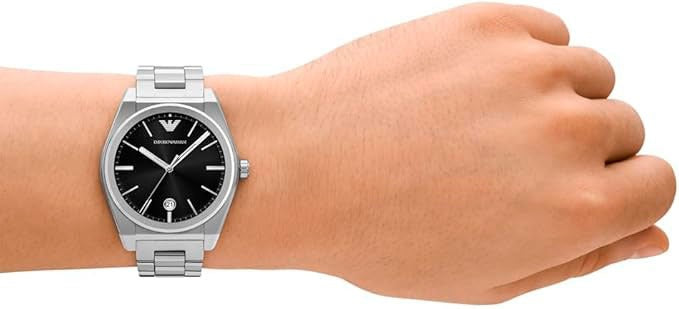 Shop Authentic Emporio Armani Frederico Analog Black Dial Silver Steel Strap Watch for Men - AR11622 - Luxxuri