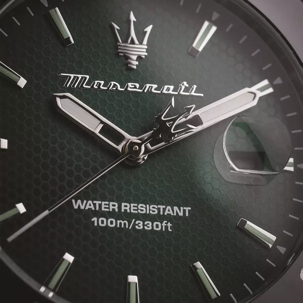 Maserati Competizione Green Dial Silver Steel Strap Watch for Men - R8853100038