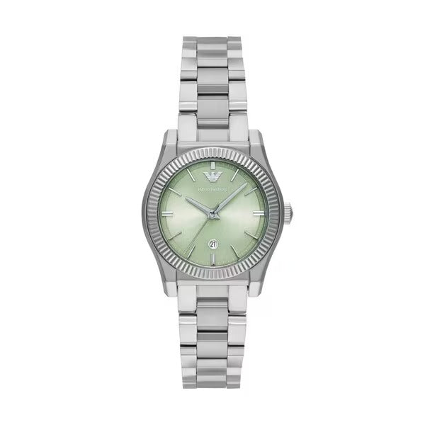 Emporio Armani Federica Mint Green Dial Silver Steel Strap Watch for Women - AR11656