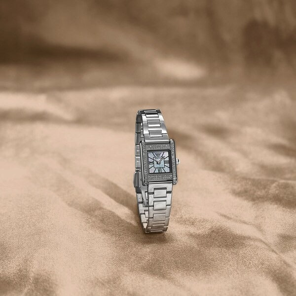 Shop Authentic Emporio Armani Genni Analog Mother of Pearl Dial Silver Steel Strap Watch for Women - AR11662 - Luxxuri