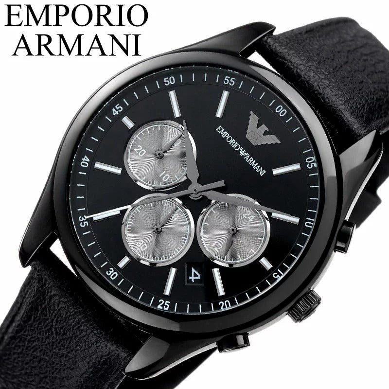 Shop Authentic Emporio Armani Antonio Chronograph Black Dial Black Leather Strap Watch for Men - AR11583 - Luxxuri