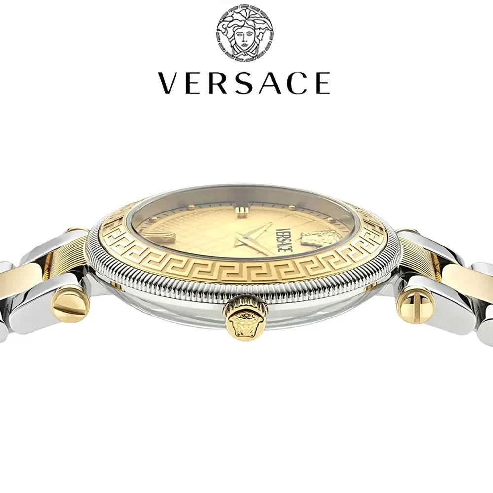 Shop Authentic Versace Reve Analog Gold Dial Two Tone Steel Strap Watch for Women - VE8B00324 - Luxxuri