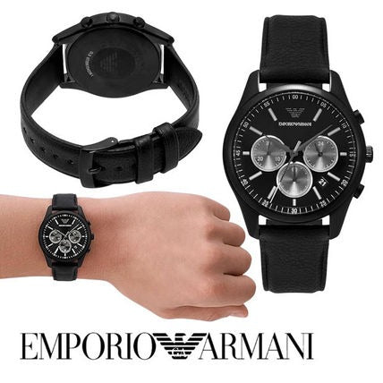 Shop Authentic Emporio Armani Antonio Chronograph Black Dial Black Leather Strap Watch for Men - AR11583 - Luxxuri