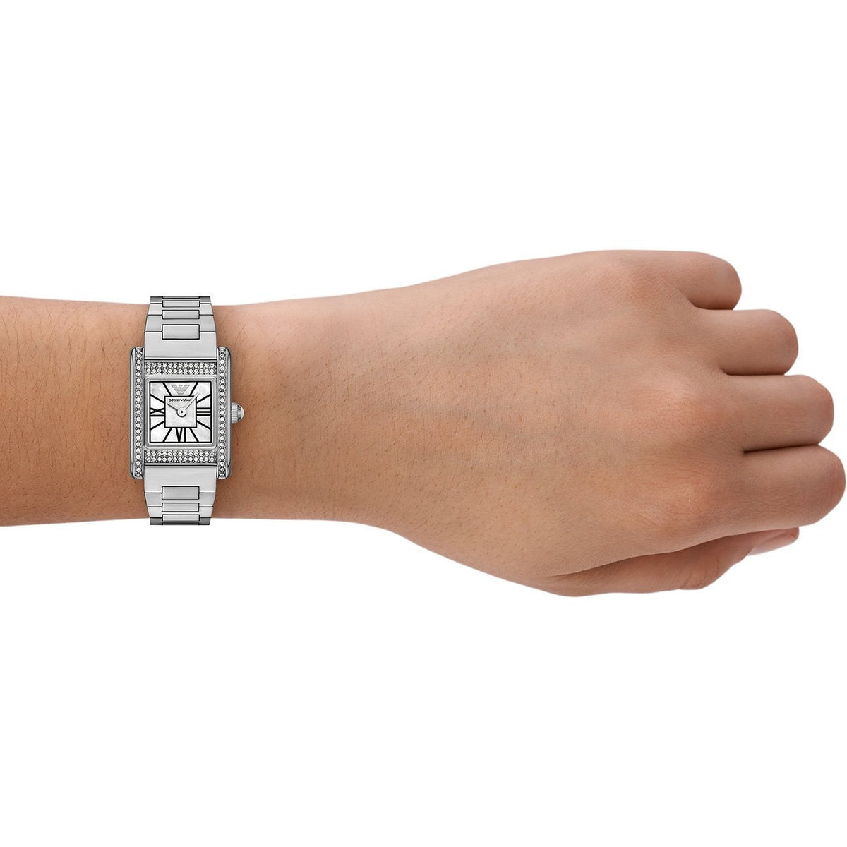 Shop Authentic Emporio Armani Genni Analog Mother of Pearl Dial Silver Steel Strap Watch for Women - AR11662 - Luxxuri