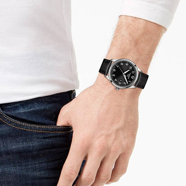 Tissot T-Sport Gent XL Black Dial Black Leather Strap Watch for Men - T116.410.16.057.00