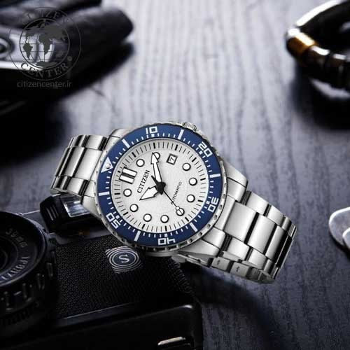 Citizen Mechanical Automatic White Dial Silver Steel Strap Watch for Men - NJ0171-81A