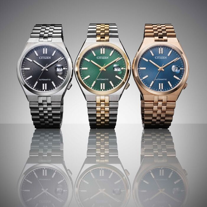 Citizen Tsuyosa 60 Automatic Blue Dial Rose Gold Steel Strap Watch for Men - NK0023-57L