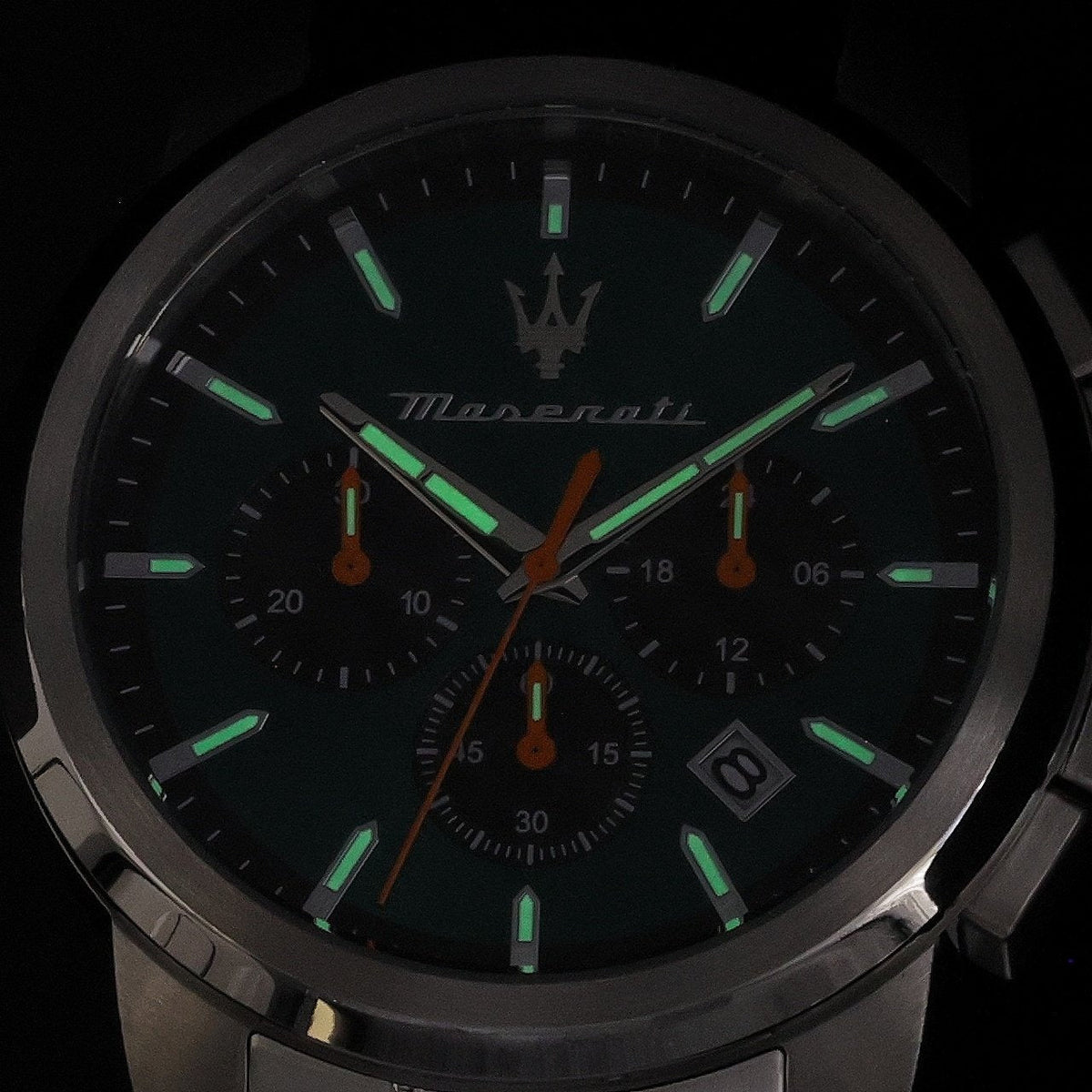 Maserati Successo Chronograph Green Dial Silver Steel Strap Watch for Men - R8873621043