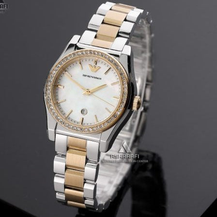 Emporio Armani Federica Mother of Pearl Dial Two Tone Steel Strap Watch for Women - AR11559