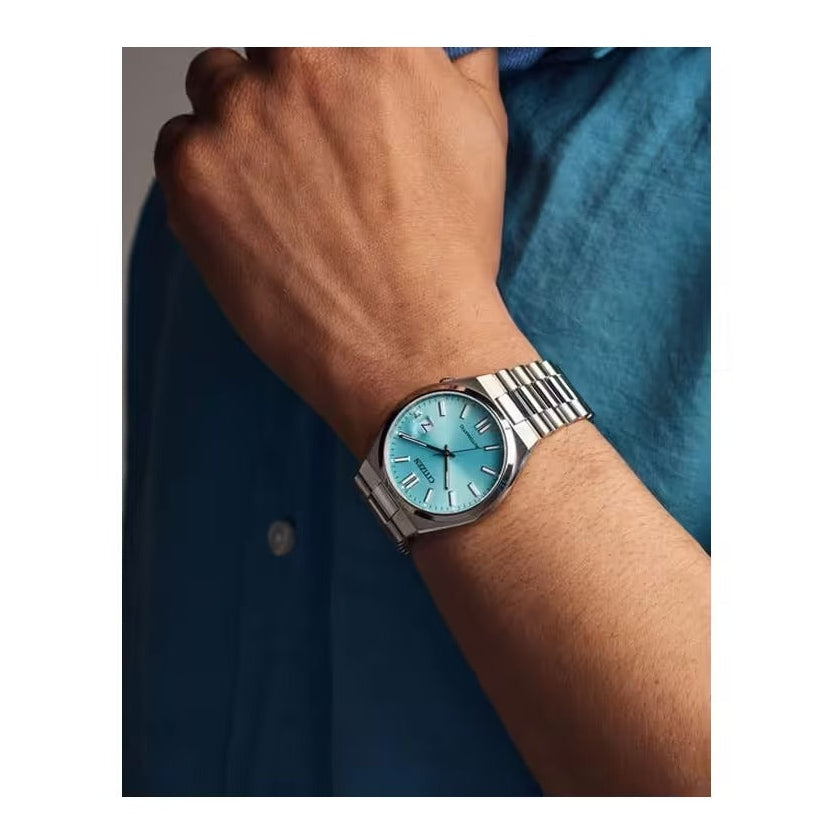 Citizen Tsuyosa Automatic Turquoise Blue Dial Silver Steel Strap Watch for Men - NJ0151-53L