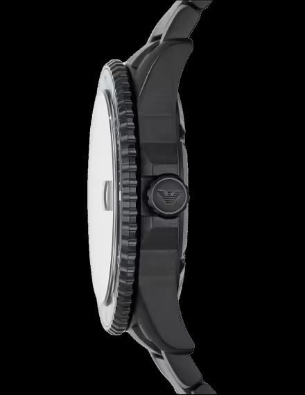 Emporio Armani World Explorer Black Dial Black Steel Strap Watch for Men - AR11398