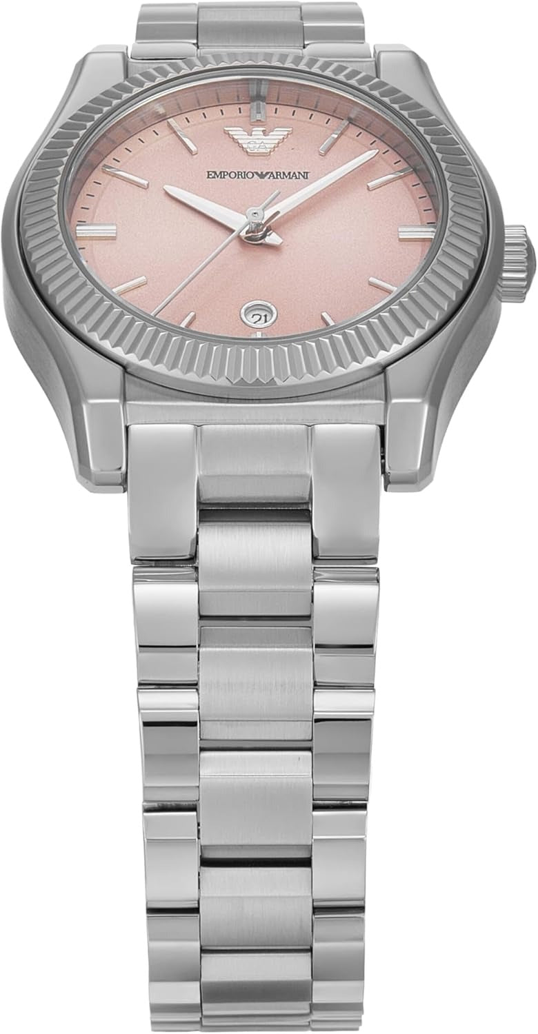 Emporio Armani Federica Pink Dial Silver Steel Strap Watch for Women - AR11658