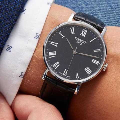 Tissot T Classic Dream Quartz Black Dial Black Leather Strap Watch for Men - T129.410.16.053.00
