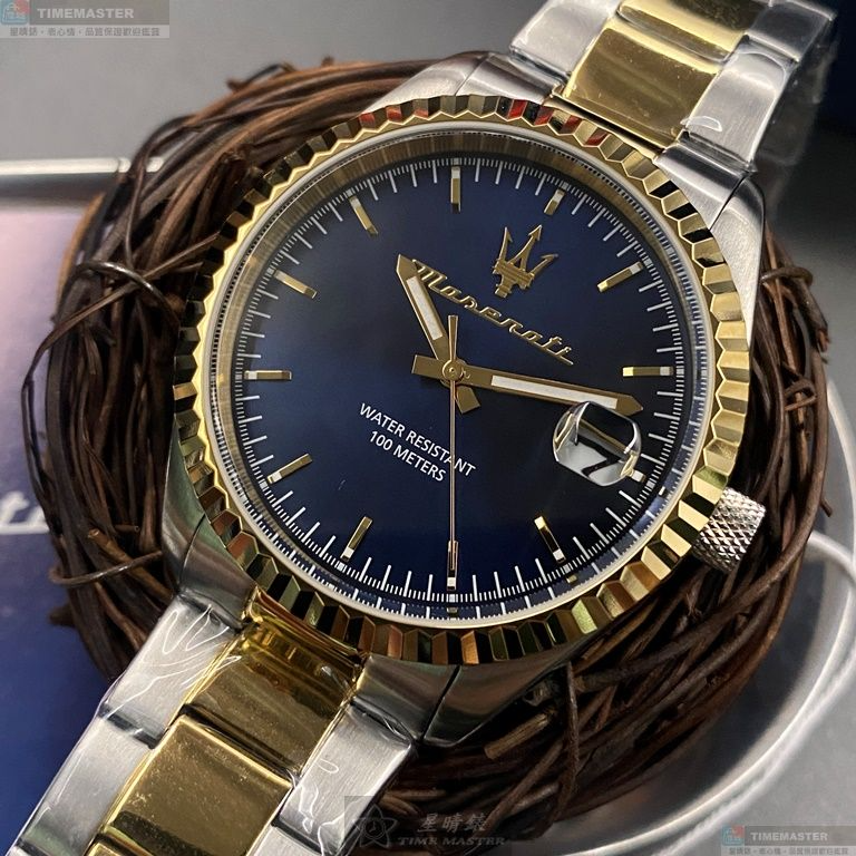 Maserati Competizione Blue Dial Two Tone Steel Strap Watch for Men - R8853100027