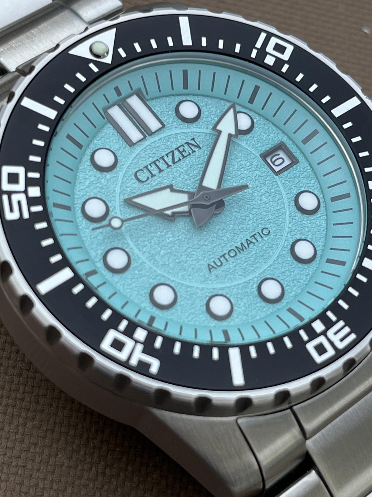 Citizen Mechanical Automatic Turquoise Dial Silver Steel Strap Watch for Men - NJ0170-83X