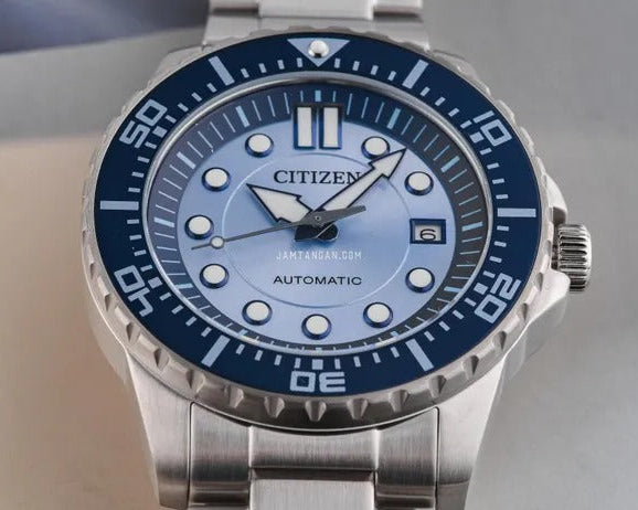 Citizen Mechanical Automatic Blue Dial Silver Steel Strap Watch for Men - NJ0178-81M