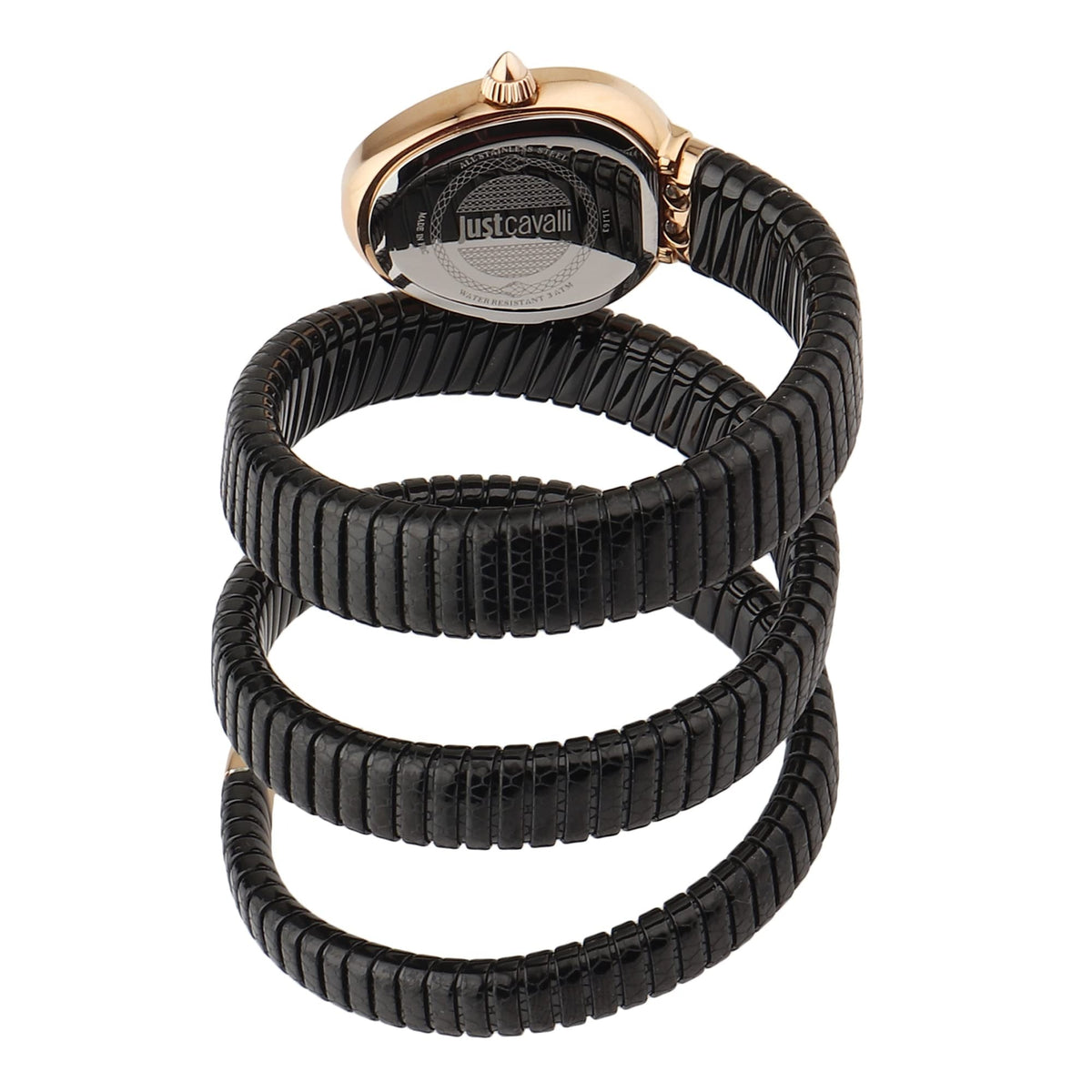 Just Cavalli Doppio Black Dial Black Steel Strap Watch for Women - JC1L163M0045