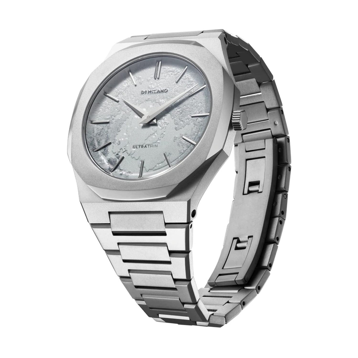D1 Milano Pluto Ultra Thin Silver Dial Silver Steel Strap Watch for Men - D1-UTBJ18