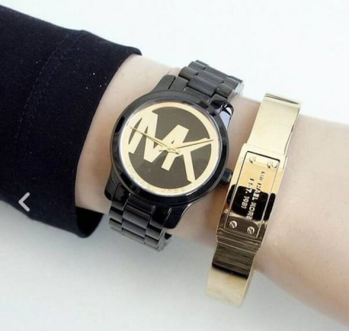 Shop Authentic Michael Kors Runway Black Dial Black Steel Strap Watch for Women - MK6057 - Luxxuri