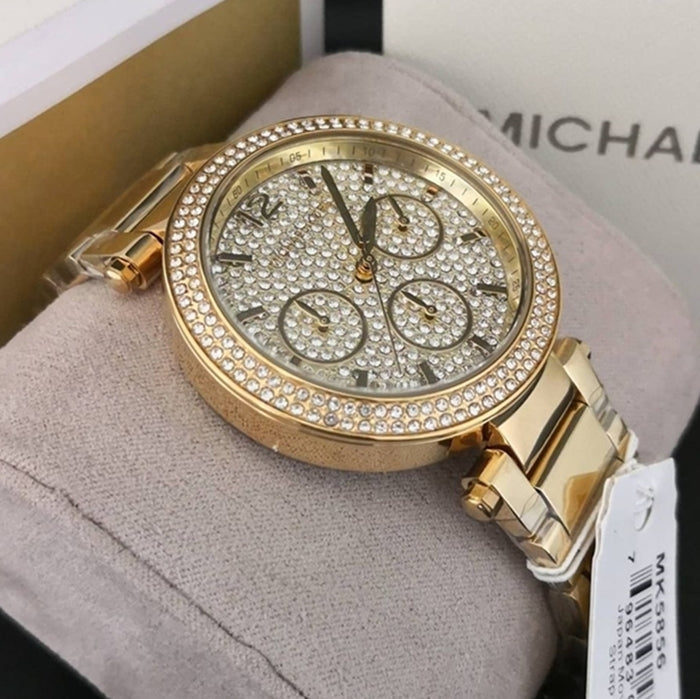 Shop Authentic Michael Kors Parker Gold Dial Gold Steel Strap Watch for Women - MK5856 - Luxxuri