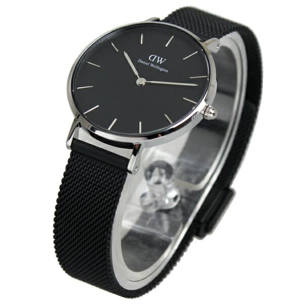 Shop Authentic Daniel Wellington Petite Ashfield Black Dial Black Mesh Strap Watch For Women - DW00100202 - Luxxuri