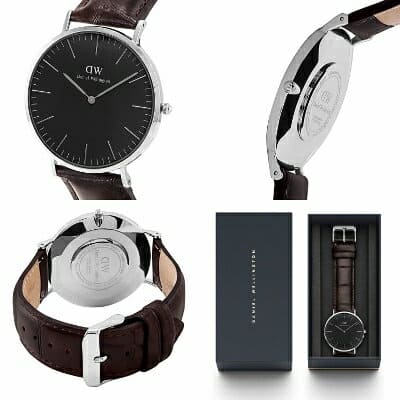 Shop Authentic Daniel Wellington Classic York Black Dial Brown Leather Strap Watch For Men - DW00100134 - Luxxuri