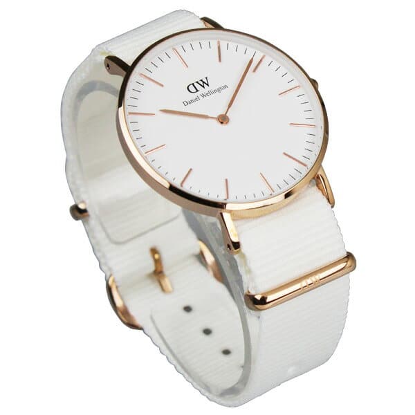 Shop Authentic Daniel Wellington Classic Dover White Dial White Nylon Strap Watch For Women - DW00100309 - Luxxuri