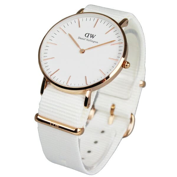 Shop Authentic Daniel Wellington Classic Petite Dover White Dial White Nylon Strap Watch For Women - DW00100311 - Luxxuri