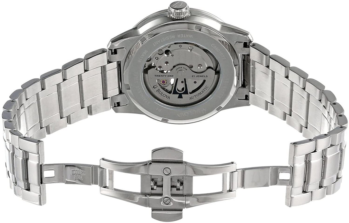 Shop Authentic Bulova BVA Series Dual Aperture Silver Dial Silver Steel Strap Watch for Men - 96A118 - Luxxuri