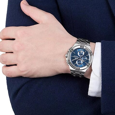 Shop Authentic Maurice Lacroix Aikon Chronograph Blue Dial Silver Steel Strap Watch for Men - AI1018-SS002-430-1 - Luxxuri