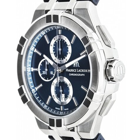 Shop Authentic Maurice Lacroix Aikon Chronograph Blue Dial Blue Leather Strap Watch for Men - AI1018-SS001-430-1 - Luxxuri