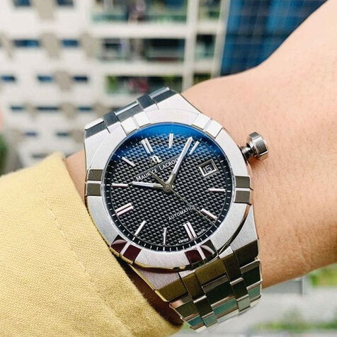 Shop Authentic Maurice Lacroix Aikon Date Quartz Black Dial Silver Steel Strap Watch for Men - AI1108-SS002-330-1 - Luxxuri