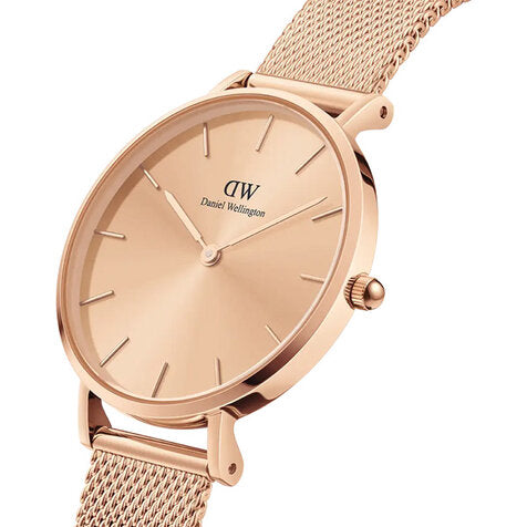 Shop Authentic Daniel Wellington Petite Rose Gold Dial Rose Gold Mesh Bracelet Watch For Women - DW00100470 - Luxxuri
