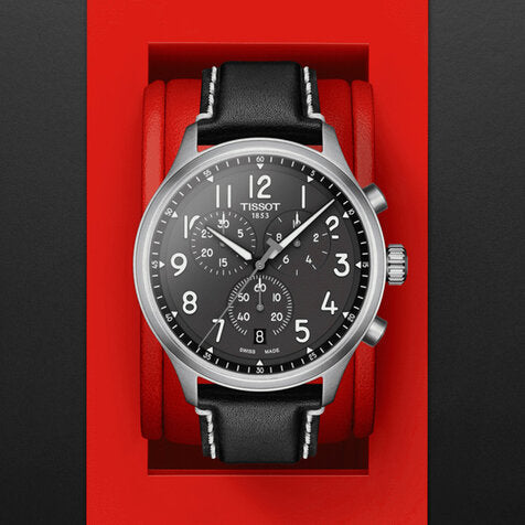 Shop Authentic Tissot Chrono XL Vintage Quartz Black Dial Black Leather Strap Watch For Men - T116.617.16.062.00 - Luxxuri