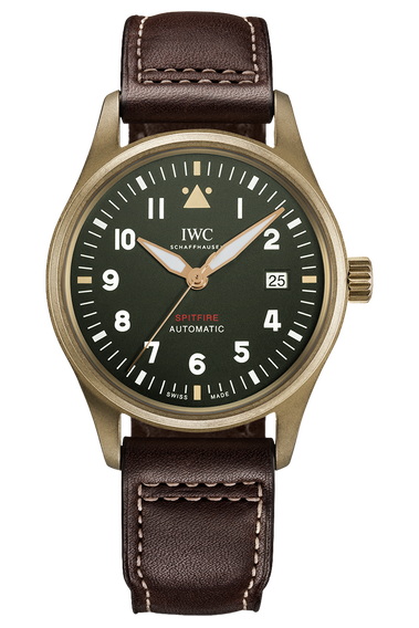 Shop Authentic IWC Pilot's Watch Automatic Spitfire Green Dial Brown Leather Strap Watch for Men - IW326802 - Luxxuri