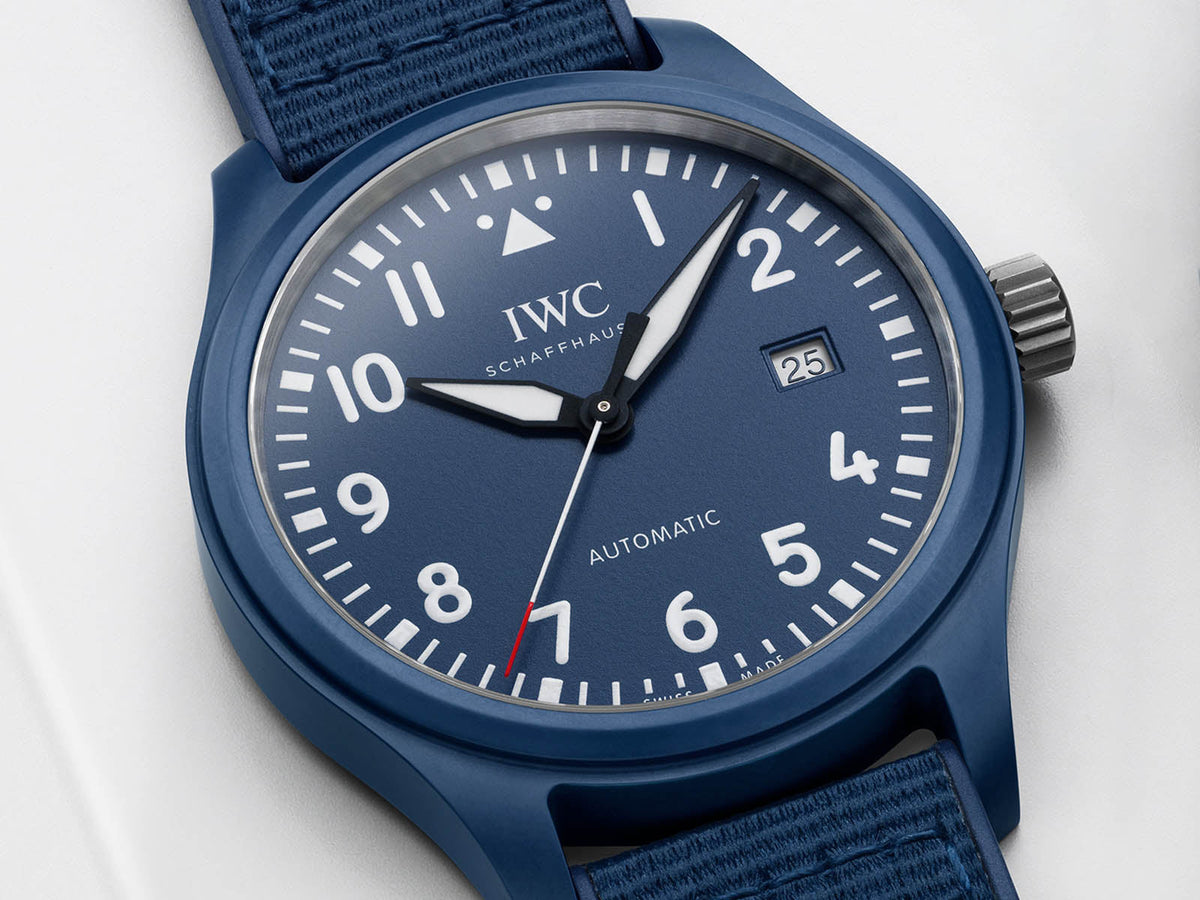 Shop Authentic IWC Pilot’s Watch Automatic "Laureus Sport for Good" Edition Blue Dial Blue Nylon Strap Watch for Men - IW328101 - Luxxuri
