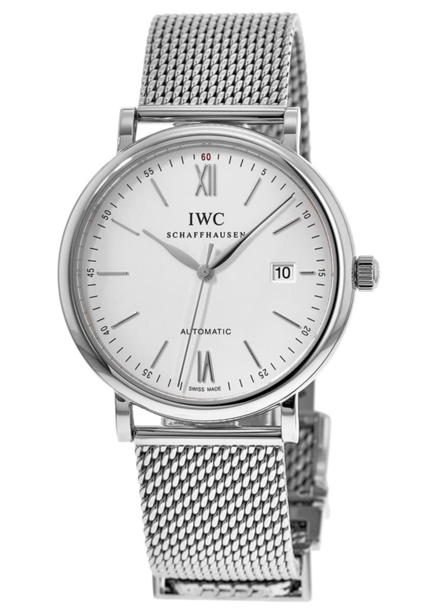 Shop Authentic IWC Portofino Automatic White Dial Silver Mesh Bracelet Watch for Men - IW356505 - Luxxuri