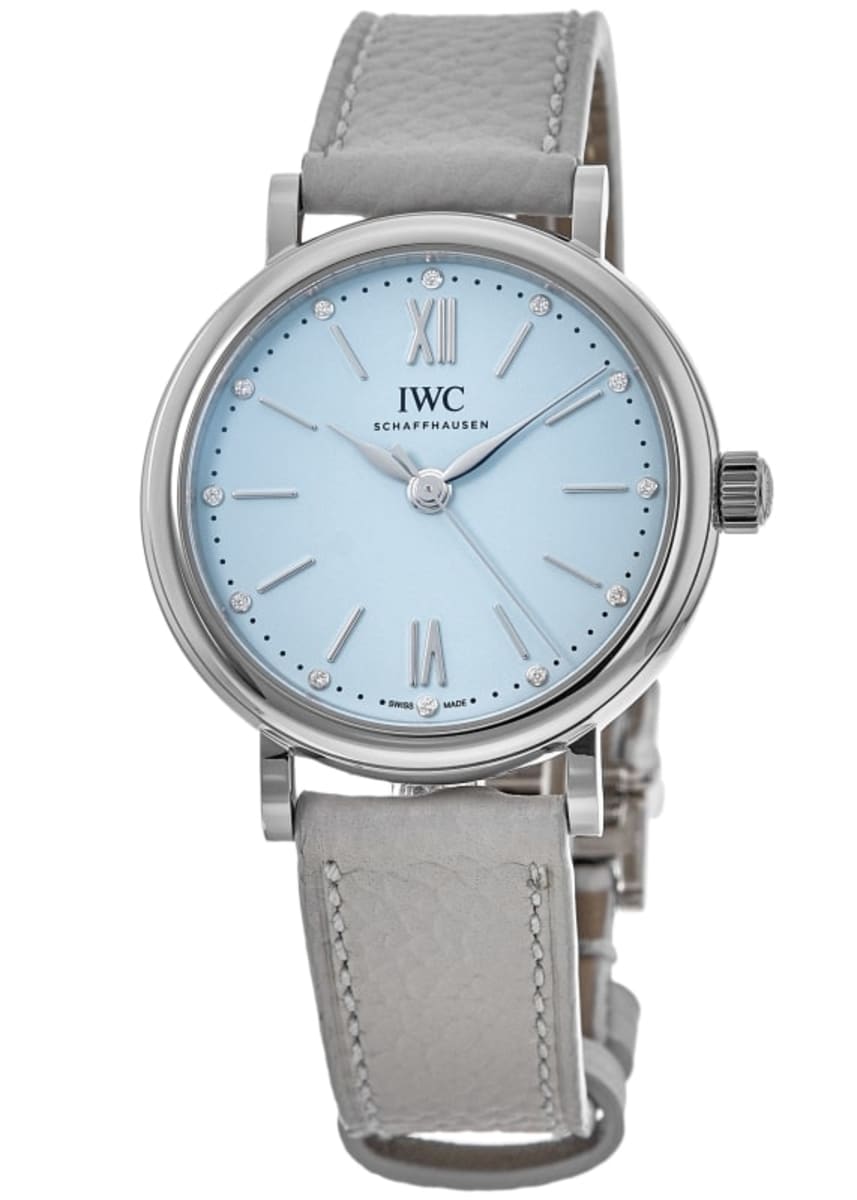 Shop Authentic IWC Portofino Automatic Blue Dial Blue Leather Strap Watch for Women - IW357416 - Luxxuri