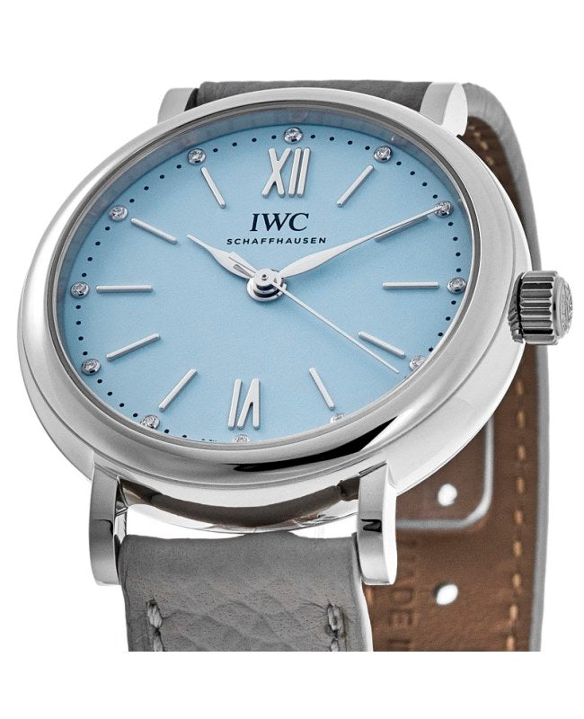 Shop Authentic IWC Portofino Automatic Blue Dial Blue Leather Strap Watch for Women - IW357416 - Luxxuri