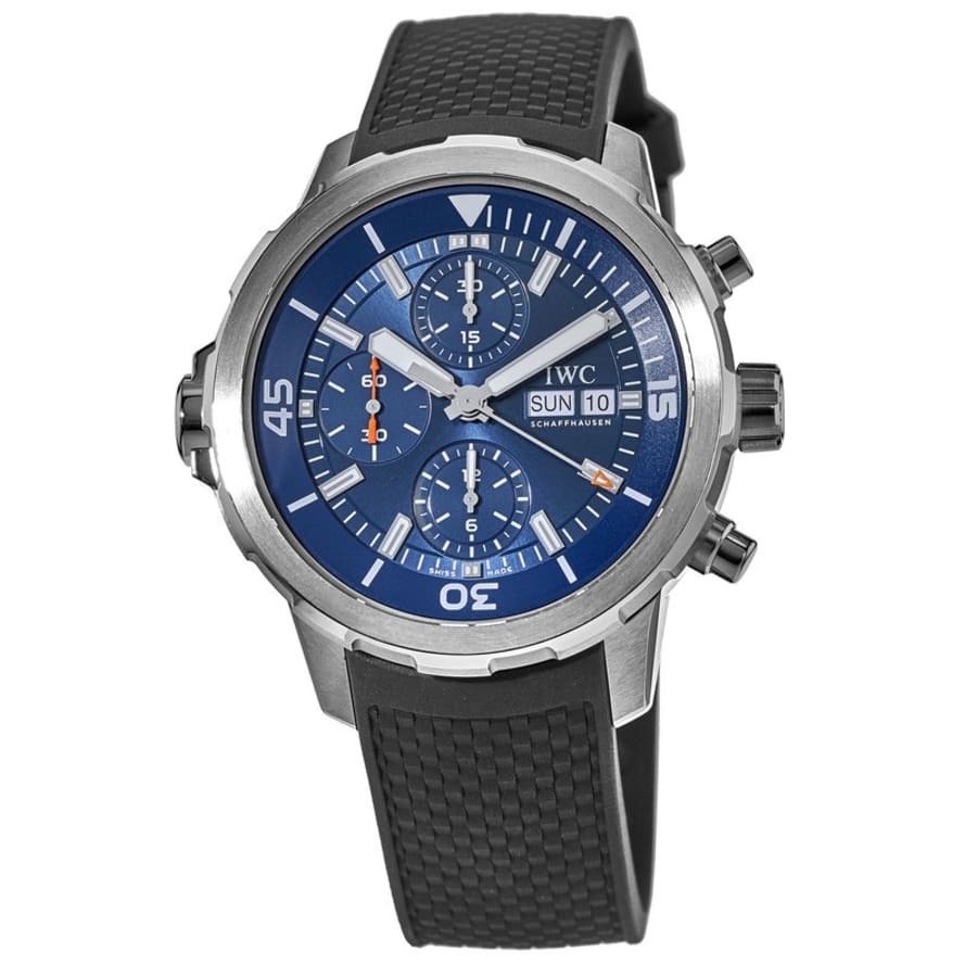 Shop Authentic IWC Aquatimer Automatic Chronograph 44mm Blue Dial Black Rubber Strap Watch for Men - IW376805 - Luxxuri
