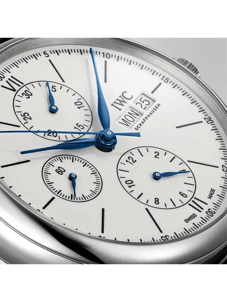 Shop Authentic IWC Portofino Chronograph White Dial Black Leather Strap Watch for Men - IW391024 - Luxxuri