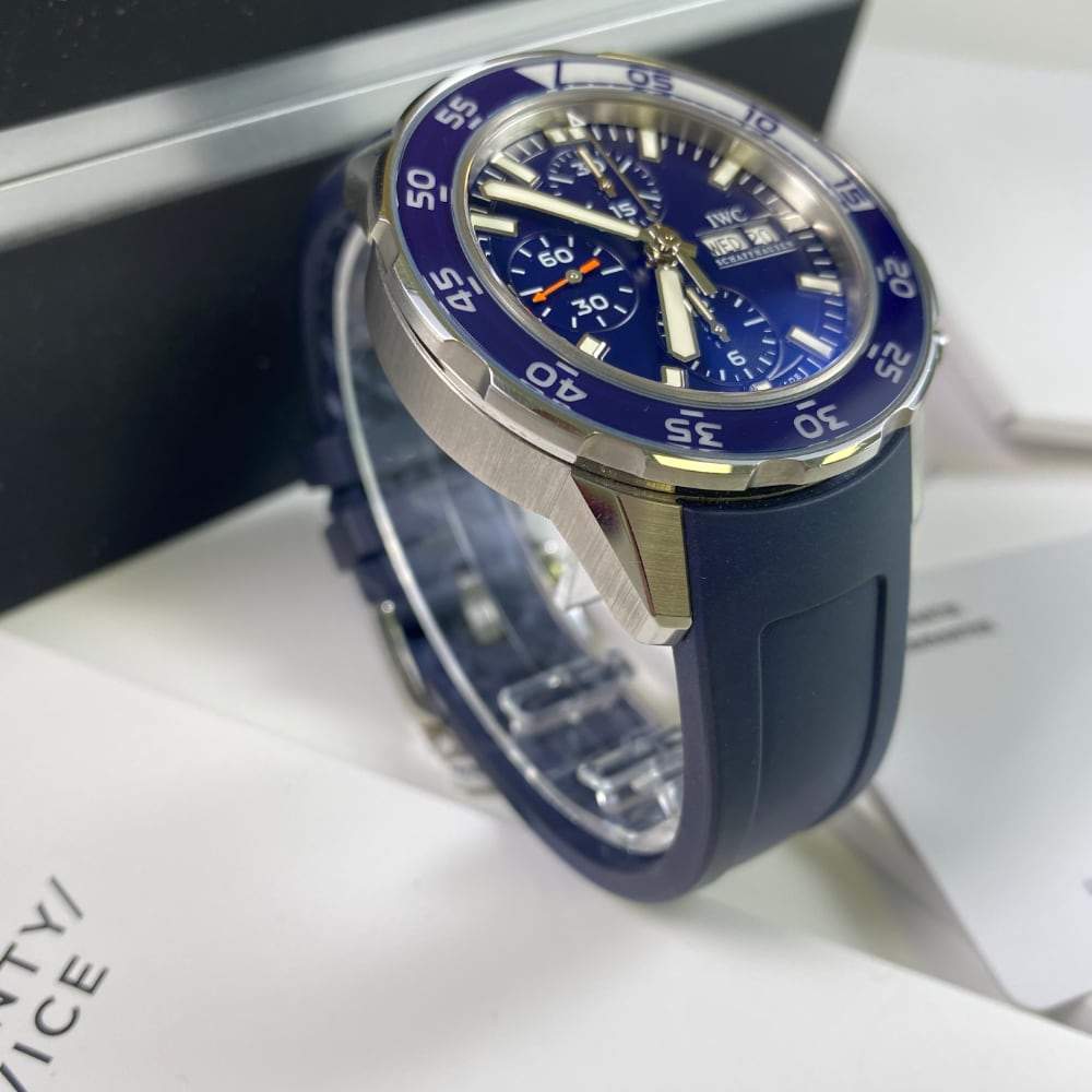 Shop Authentic IWC Aquatimer Chronograph Blue Dial Blue Rubber Strap Watch for Men - IW376711 - Luxxuri