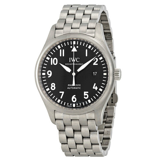 Shop Authentic IWC Pilot’s Watch Mark XVIII Black Dial Silver Steel Strap Watch for Men - IW327015 - Luxxuri