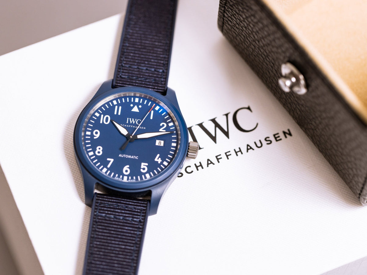 Shop Authentic IWC Pilot’s Watch Automatic "Laureus Sport for Good" Edition Blue Dial Blue Nylon Strap Watch for Men - IW328101 - Luxxuri