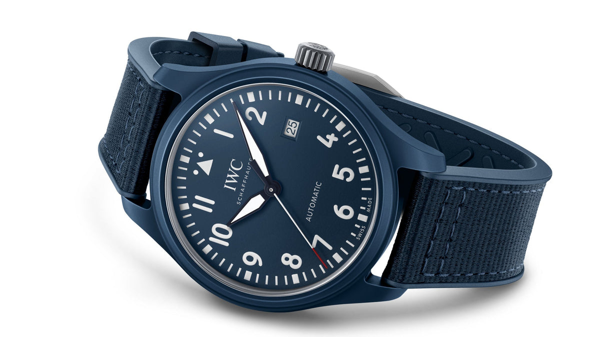 Shop Authentic IWC Pilot’s Watch Automatic "Laureus Sport for Good" Edition Blue Dial Blue Nylon Strap Watch for Men - IW328101 - Luxxuri