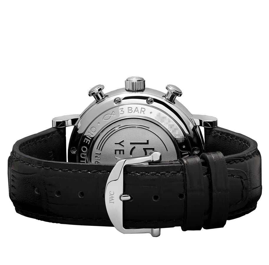 Shop Authentic IWC Portofino Chronograph Blue Dial Black Leather Strap Watch for Men - IW391023 - Luxxuri