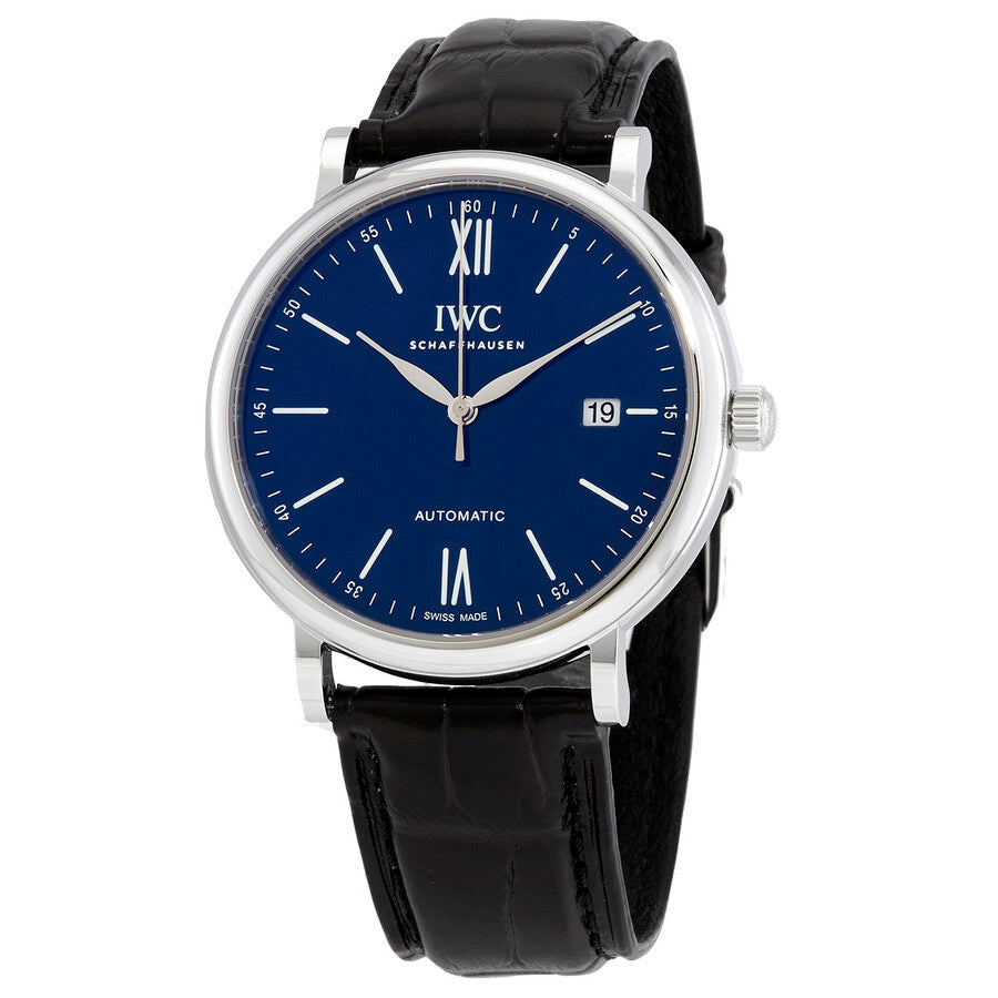 Shop Authentic IWC Portofino '150 Years Edition' Automatic Blue Dial Black Leather Strap Watch for Men - IW356518 - Luxxuri