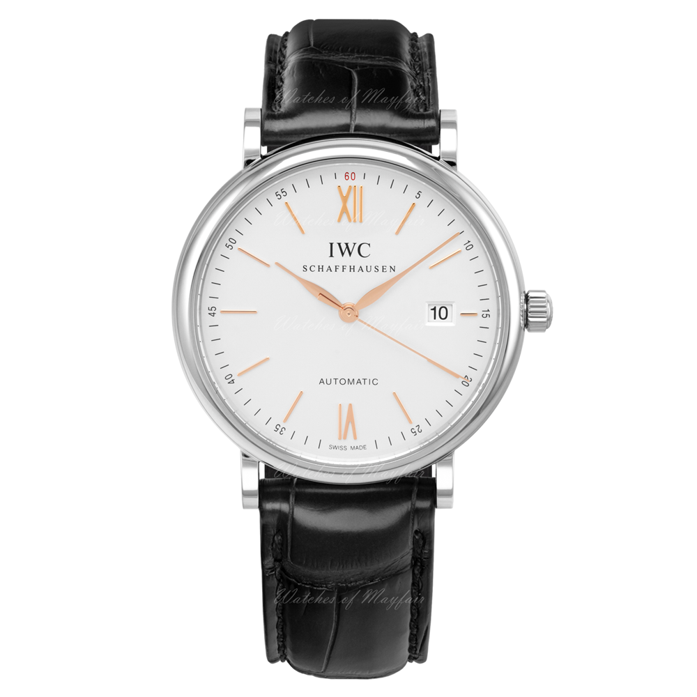 Shop Authentic IWC Portofino Automatic White Dial Black Leather Strap Watch for Men - IW356517 - Luxxuri